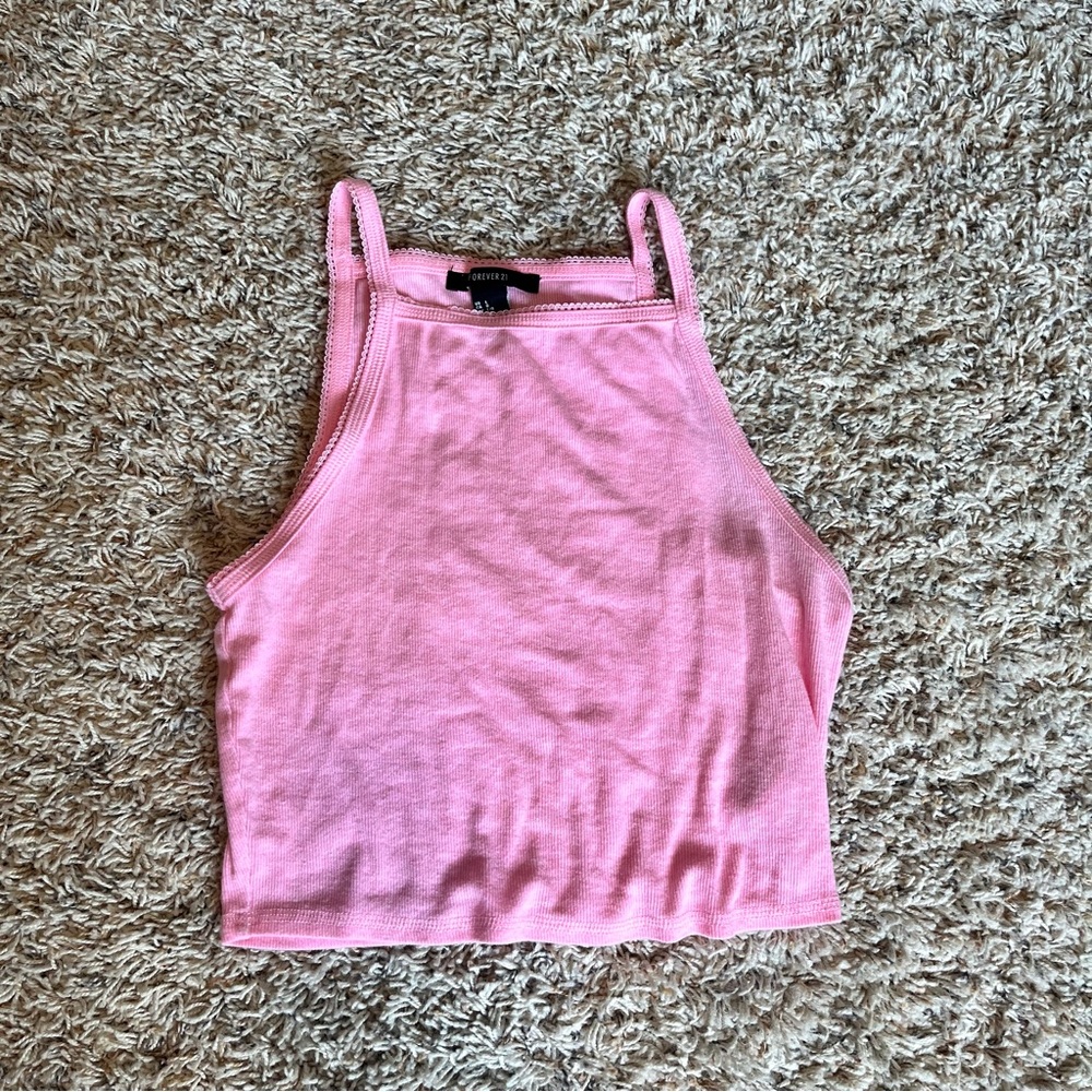 Junior’s Pink Halter Tank Top (L)